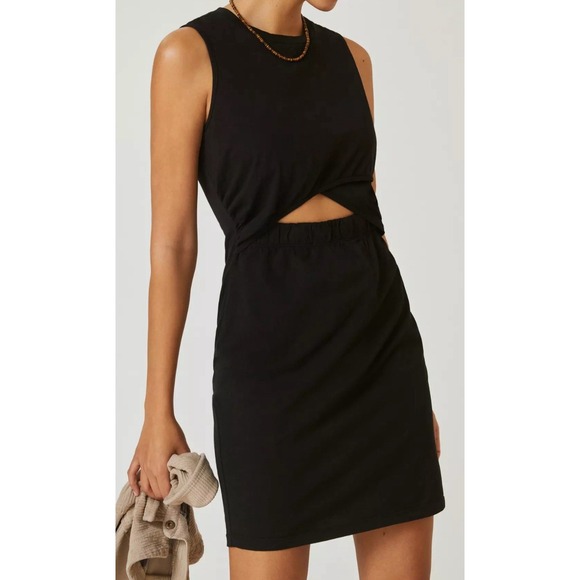 Anthropologie Dresses & Skirts - Anthropologie T.La Twisted Cutout Mini Dress Size Small Black Cotton Sleeveless